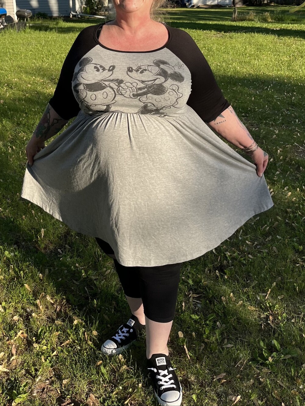 Mickey And Minnie Disney Dress, 3/4 Length Sleeve Plus Size 2 / 2X